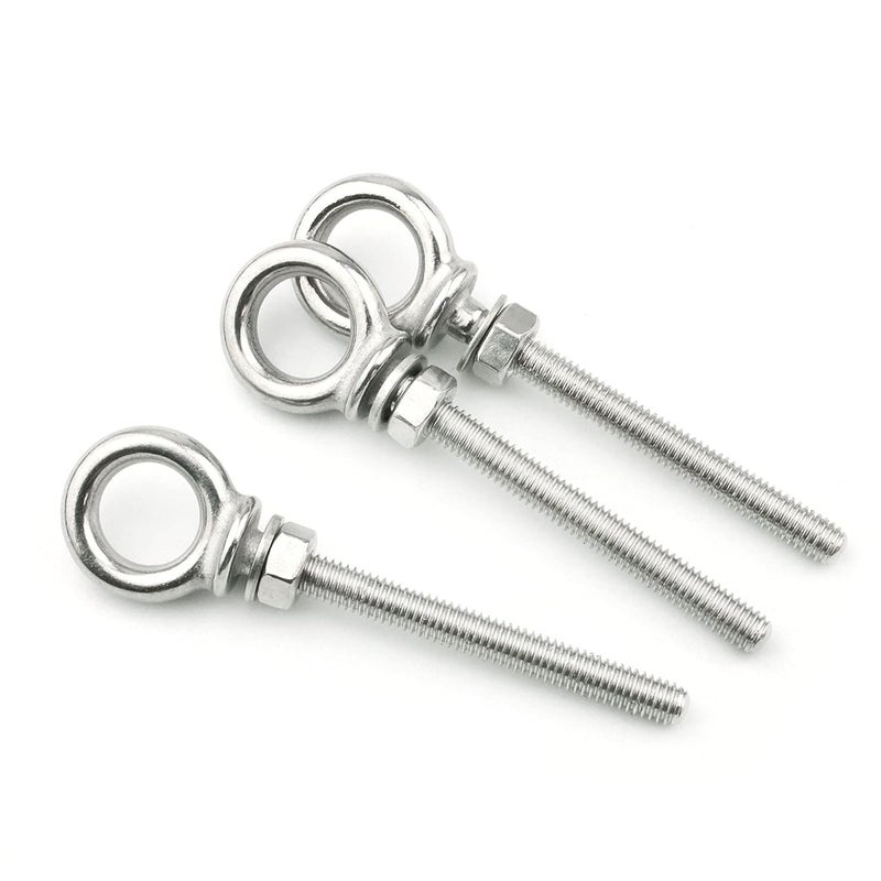Hamineler 316 Stainless Steel Eye Bolt, Heavy Duty Shoulder Eyebolts Screws with Washer and Nuts (M6, 10PCS) - Image 3